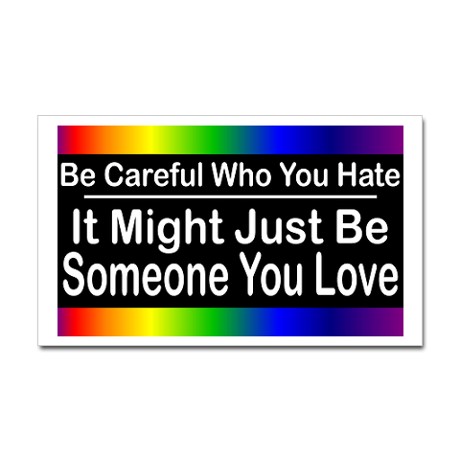 be_careful_who_you_hate_rectangle_sticker